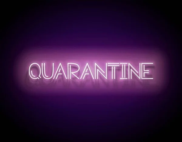 Glow Signboard Quarantine Inscription Template Pandemic Quarantine Informing Vector Illustration — Stock Vector