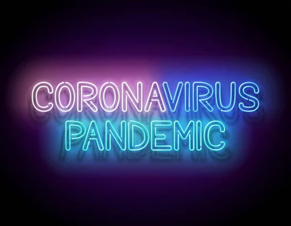 Glow Signboard Coronavirus Pandemic Inscription Template Pandemic Informing Vector Illustration — Stock Vector