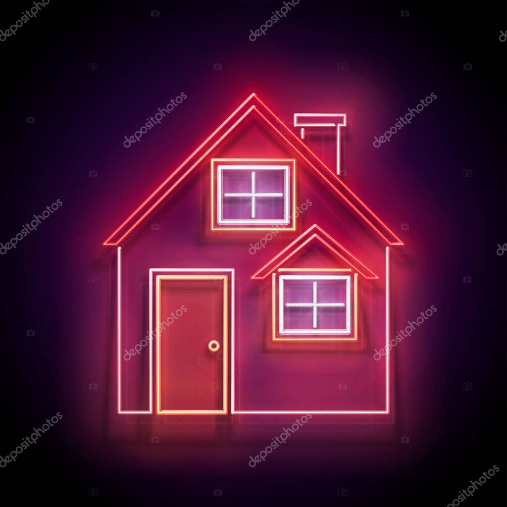 Glow Cozy House with Red Roof. Template for Realtor, Insurance and Mortgage Advertisement.