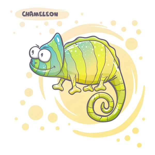 Drawn Cartoon Chameleon — Stock Vector