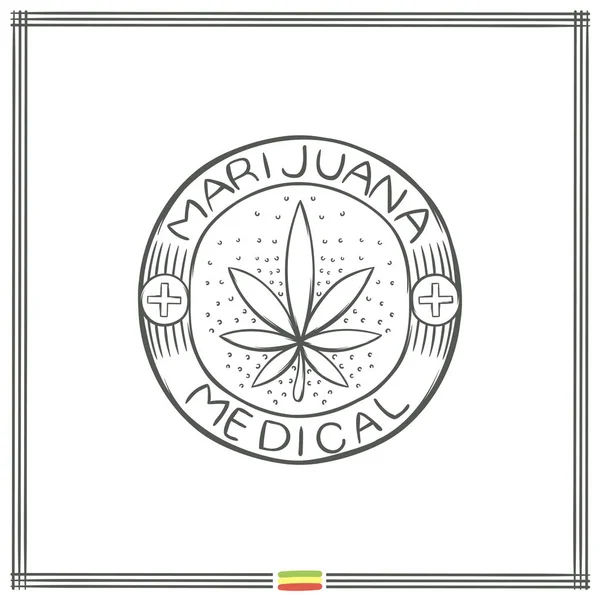 Marijuana Médica Logo Preto Quatro — Vetor de Stock