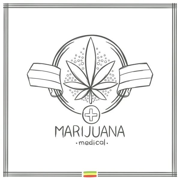 Logo de Marihuana Médica Negro Nueve — Archivo Imágenes Vectoriales