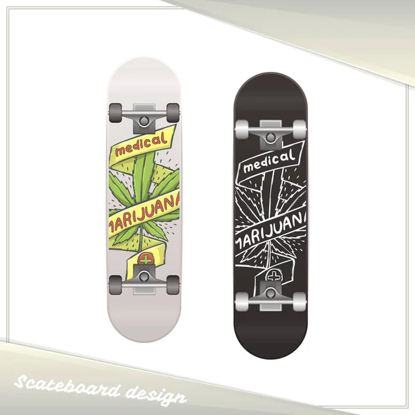 Lékařské marihuany Skateboard osm — Stockový vektor