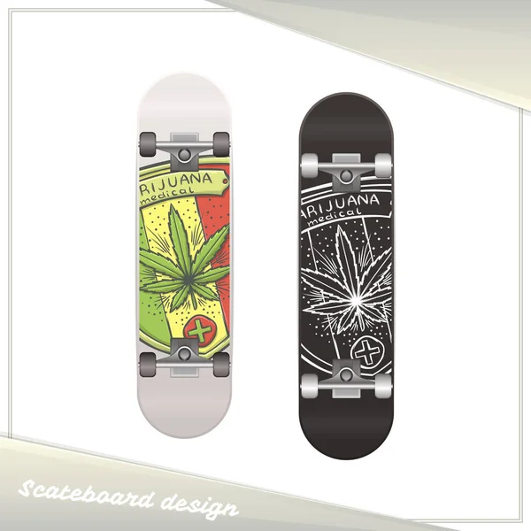 Medicinsk Marijuana Skateboard fem — Stock vektor