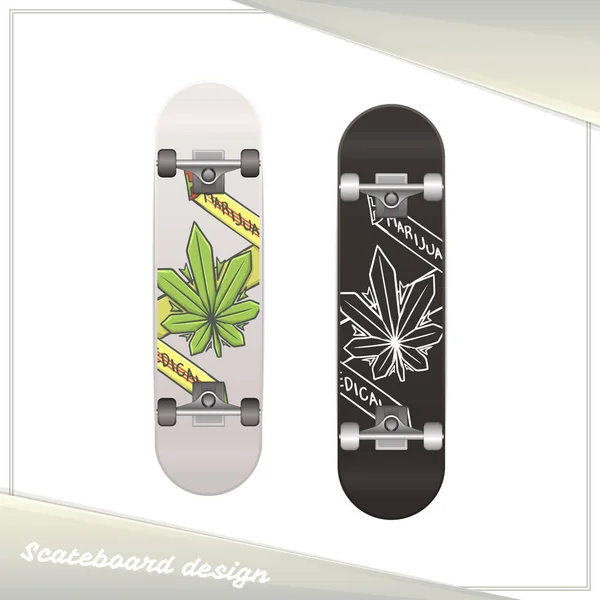 Medicinsk Marijuana Skateboard en — Stock vektor