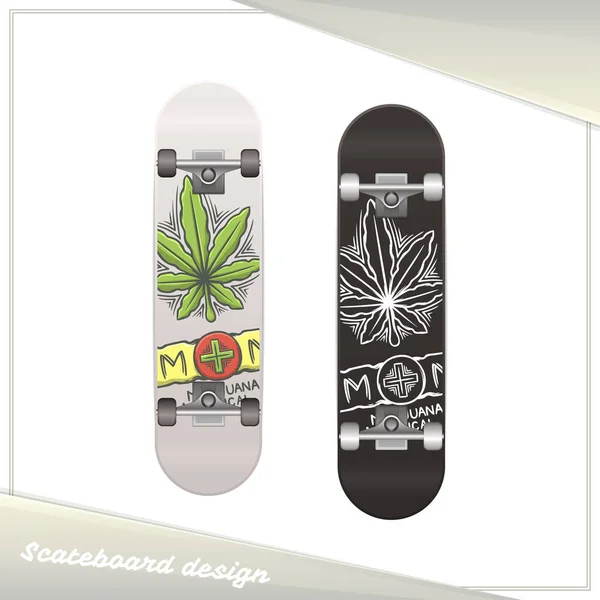Medical Marijuana Skateboard Due — Vettoriale Stock