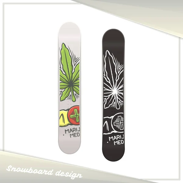 Medicinsk Marijuana Snowboard två — Stock vektor