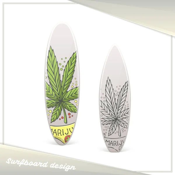 Tabla de Surf de Marihuana Médica Diez — Vector de stock