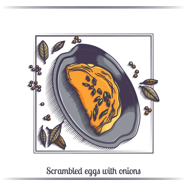 Míchaná vejce s cibulkou — Stockový vektor
