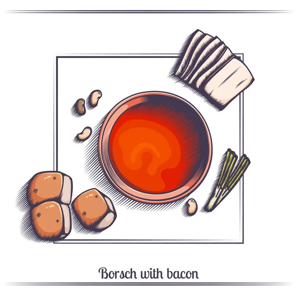 Borsch met spek — Stockvector