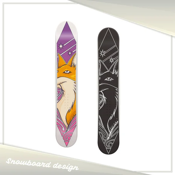 Diseño Snowboard Fox — Vector de stock