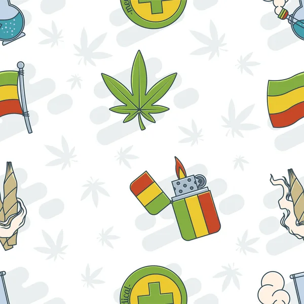 Attributs de marijuana Icônes Set One Illustration De Stock