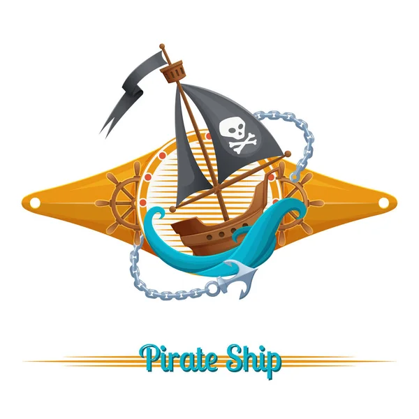 Pirate Ship Label Rechtenvrije Stockillustraties