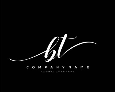 Bt ilk el yazısı logo vektörü.