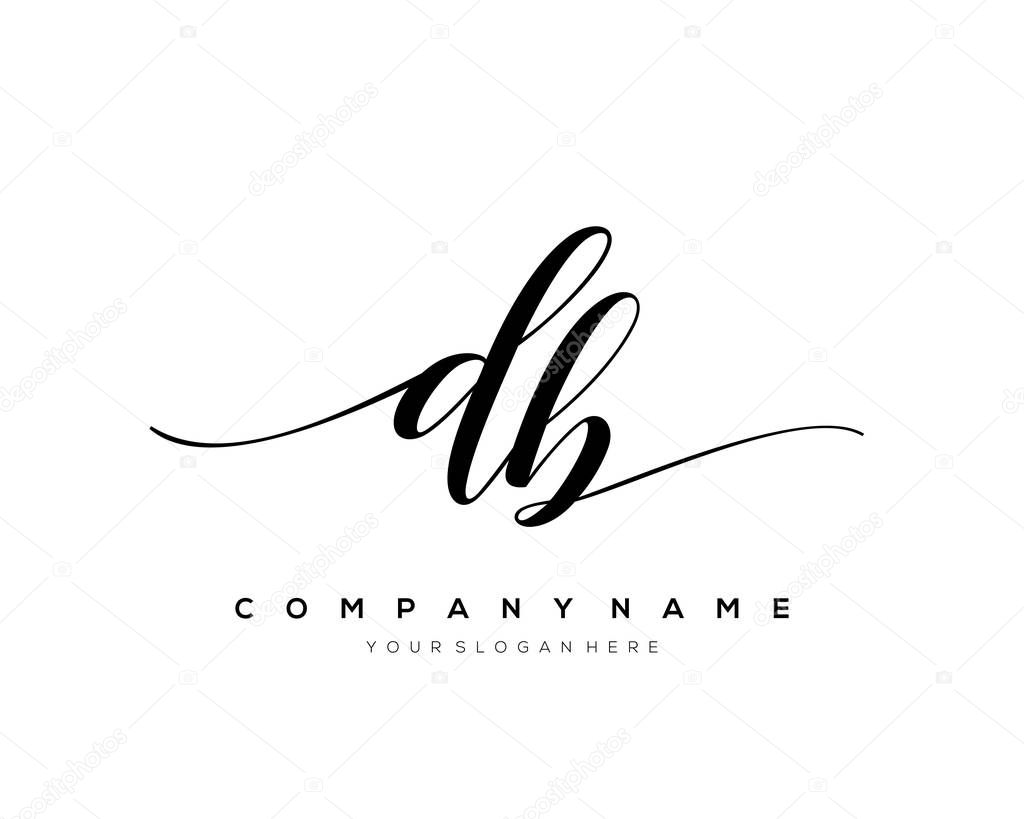 DB initial handwriting logo vector.