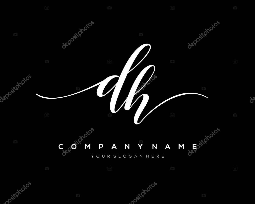 DH initial handwriting logo vector.