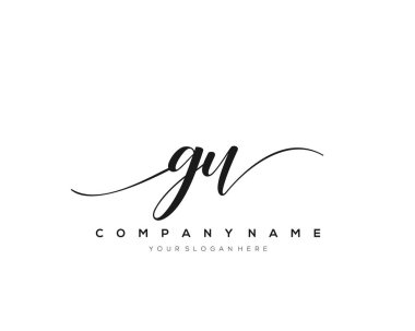 GU İlk el yazısı logo vektörü.