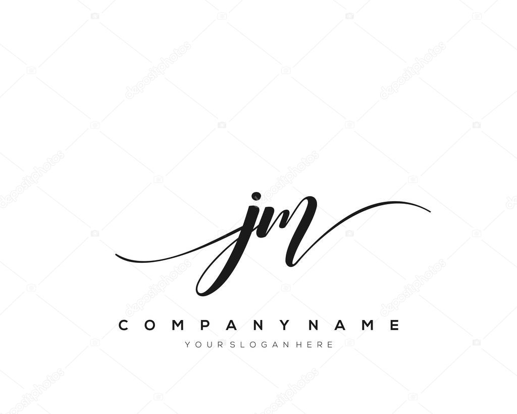 JM initial handwriting logo vector.
