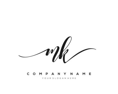 MK initial handwriting logo vector. clipart