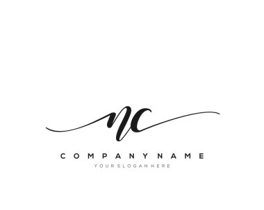 NC İlk el yazısı logo vektörü.