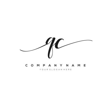 QC İlk el yazısı logo vektörü.