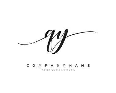 QY İlk el yazısı logo vektörü.