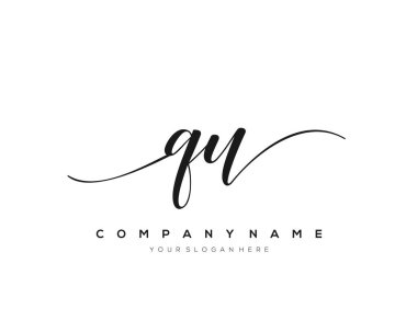 QU İlk el yazısı logo vektörü.