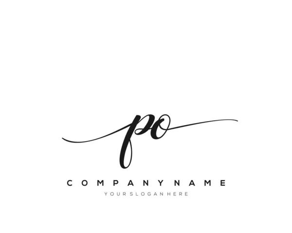 PO initial handwriting logo vector.