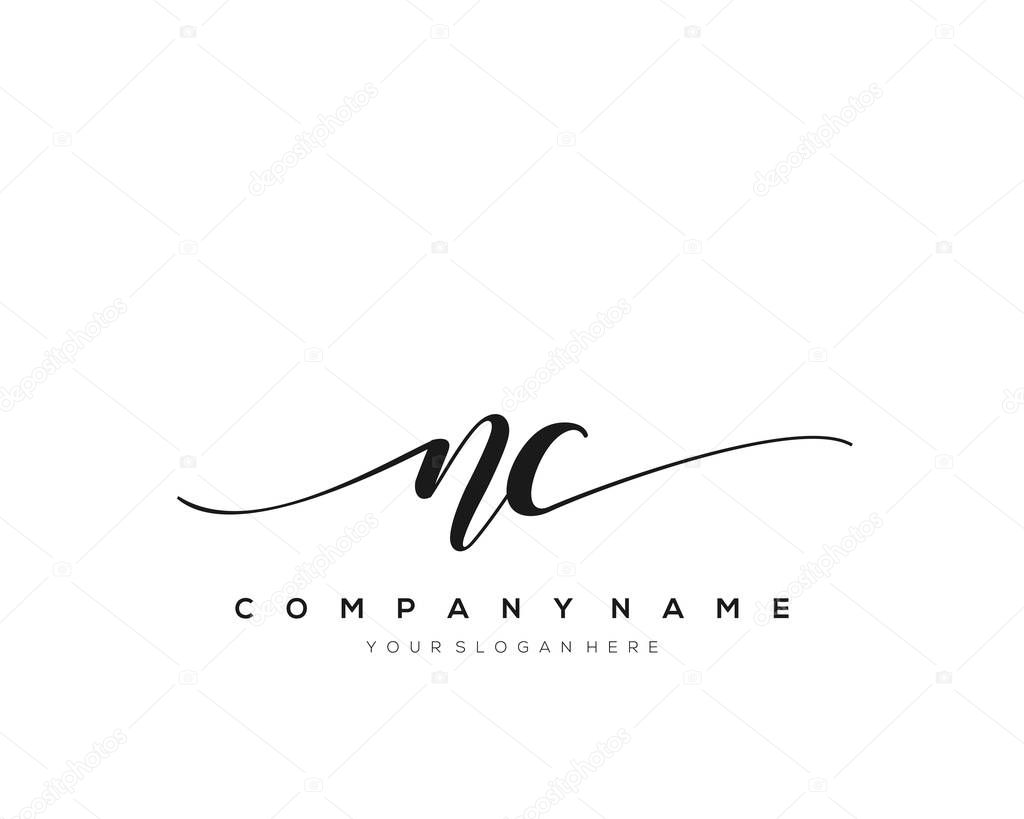 NC initial handwriting logo vector.