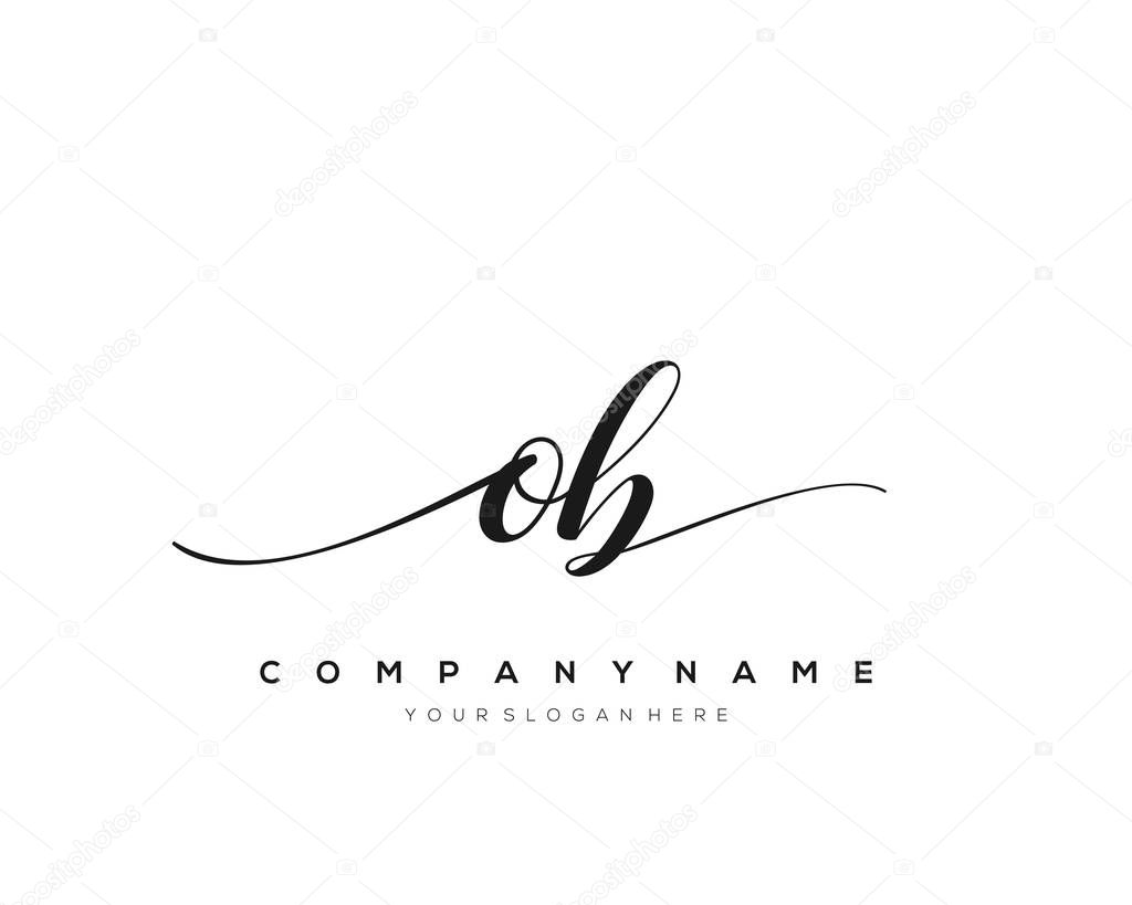 OB initial handwriting logo vector.