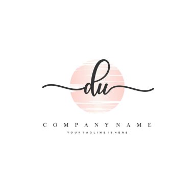 Du Başlangıç Harfi el yazısı logosu şablon vektörü.