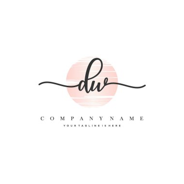 Dw İlk Harf El yazısı logosu şablon vektörü.