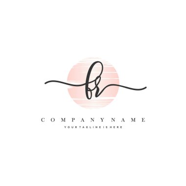 Fr Başlangıç Harfi el yazısı logosu şablon vektörü.