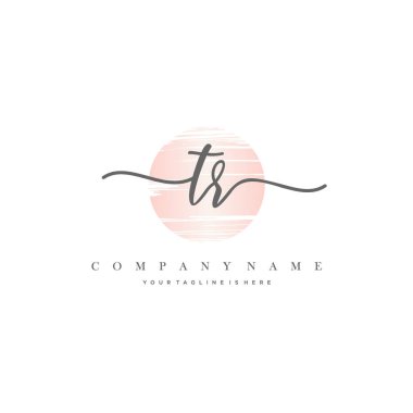 Tr Başlangıç Harfi el yazısı logosu şablon vektörü.