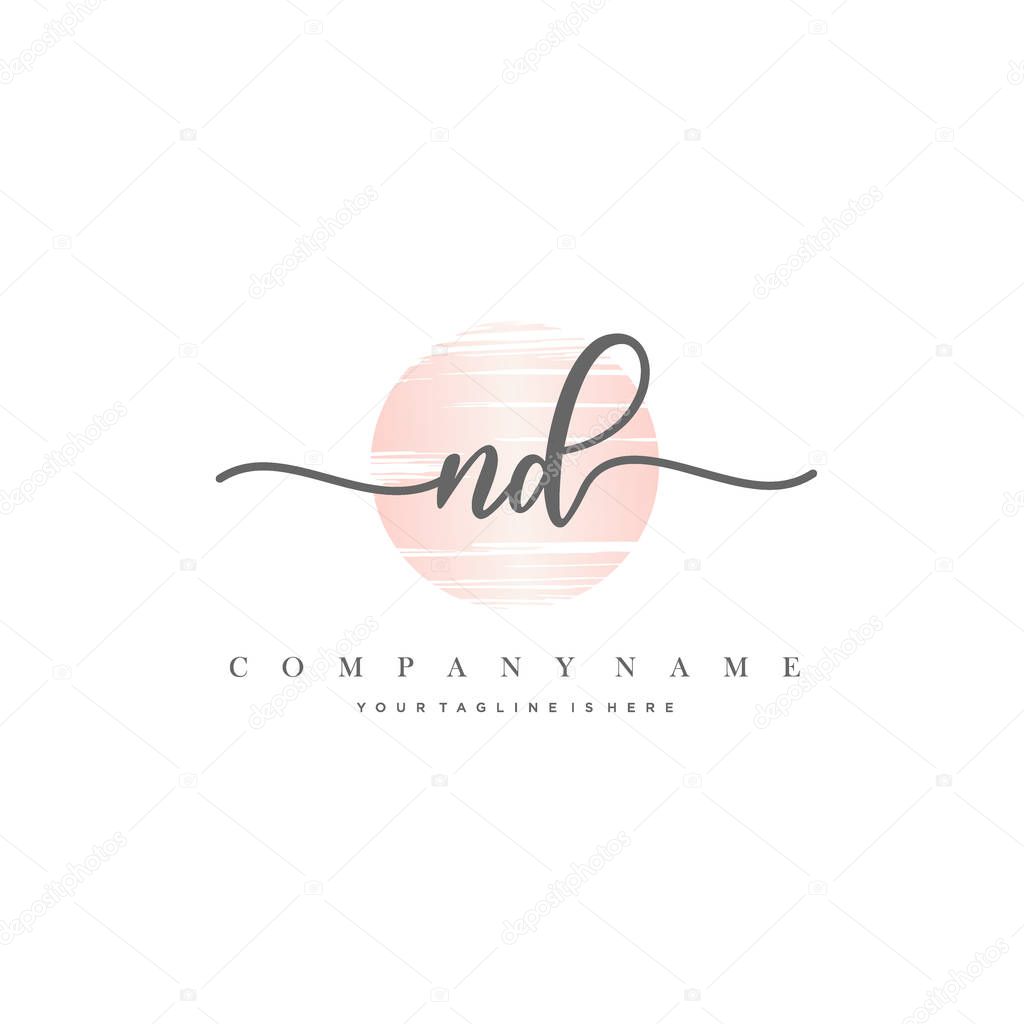 ND Initial Letter handwriting logo hand drawn template vector.