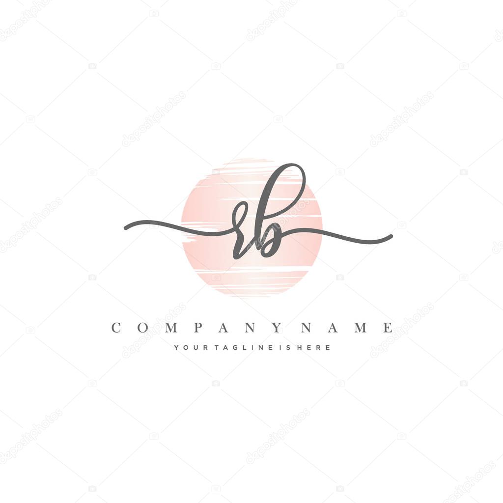 RB Initial Letter handwriting logo hand drawn template vector.