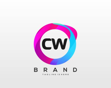 Renkli Çember şablon vektörlü Cw başlangıç logosu.