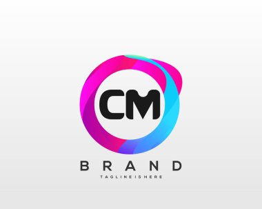 Renkli Çember şablon vektörlü Cm başlangıç logosu.