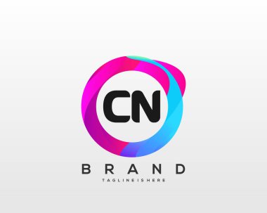 Renkli Çember şablon vektörlü Cn başlangıç logosu.