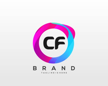 Renkli Çember şablon vektörlü Cf başlangıç logosu.