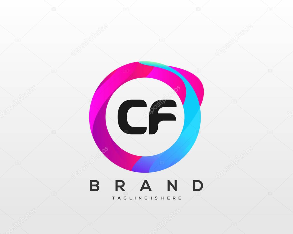 CF initial logo With Colorful Circle template vector.