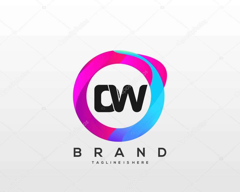 DW initial logo With Colorful Circle template vector.