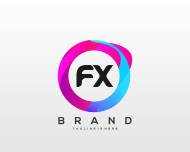 Renkli Çember şablon vektörlü Fx başlangıç logosu