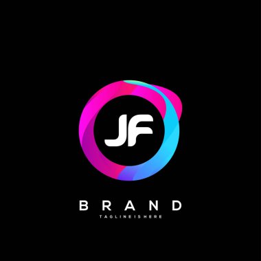 Renkli Çember şablon vektörlü Jf başlangıç logosu