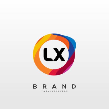 Renkli Çember şablon vektörlü Lx başlangıç logosu