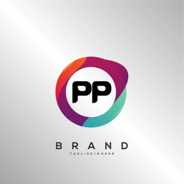 Renkli Çember şablon vektörlü Pp logosu