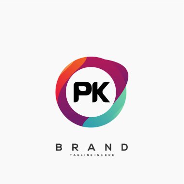 Renkli Çember şablon vektörlü Pk başlangıç logosu
