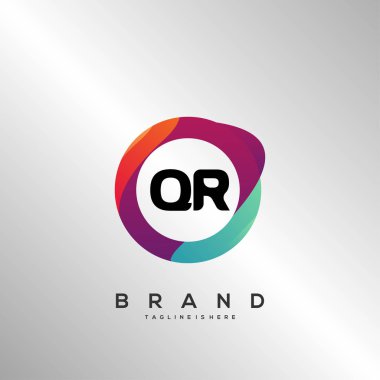 Renkli Çember şablon vektörlü Qr başlangıç logosu