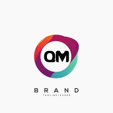 Renkli Çember şablon vektörlü Qm başlangıç logosu