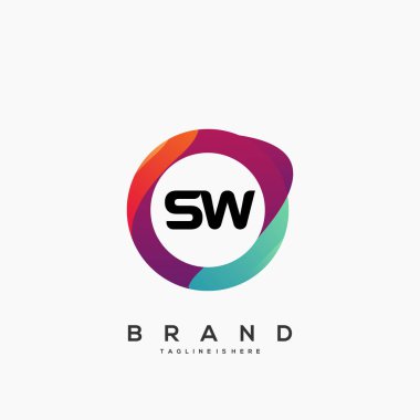 Renkli Çember şablon vektörüyle ilk logoyu ayarla